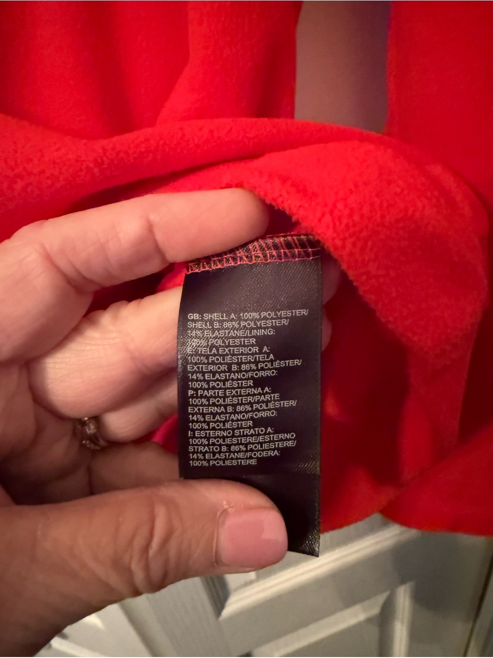 The North Face Red Fleece Pullover with Black Neck Label - Picture 4 of 8